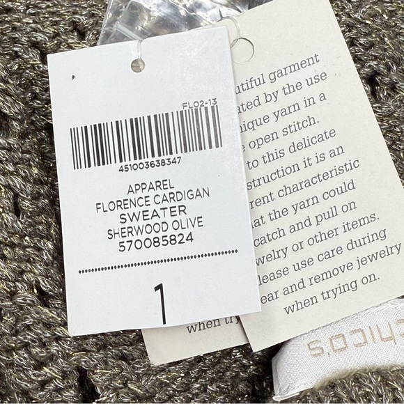 Chico’s Metallic Open-Stitch Knit Cardigan Sweater Jacket Size 1 NWT medium - Picture 5 of 11